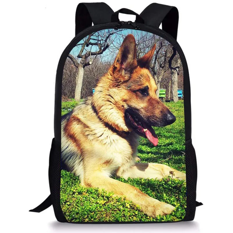 Cute German Shepherd Dog 3D Print Backpack Children School Bags for Boys Girls Kids Bookbag Student 16 Inch BackPacks School Bag