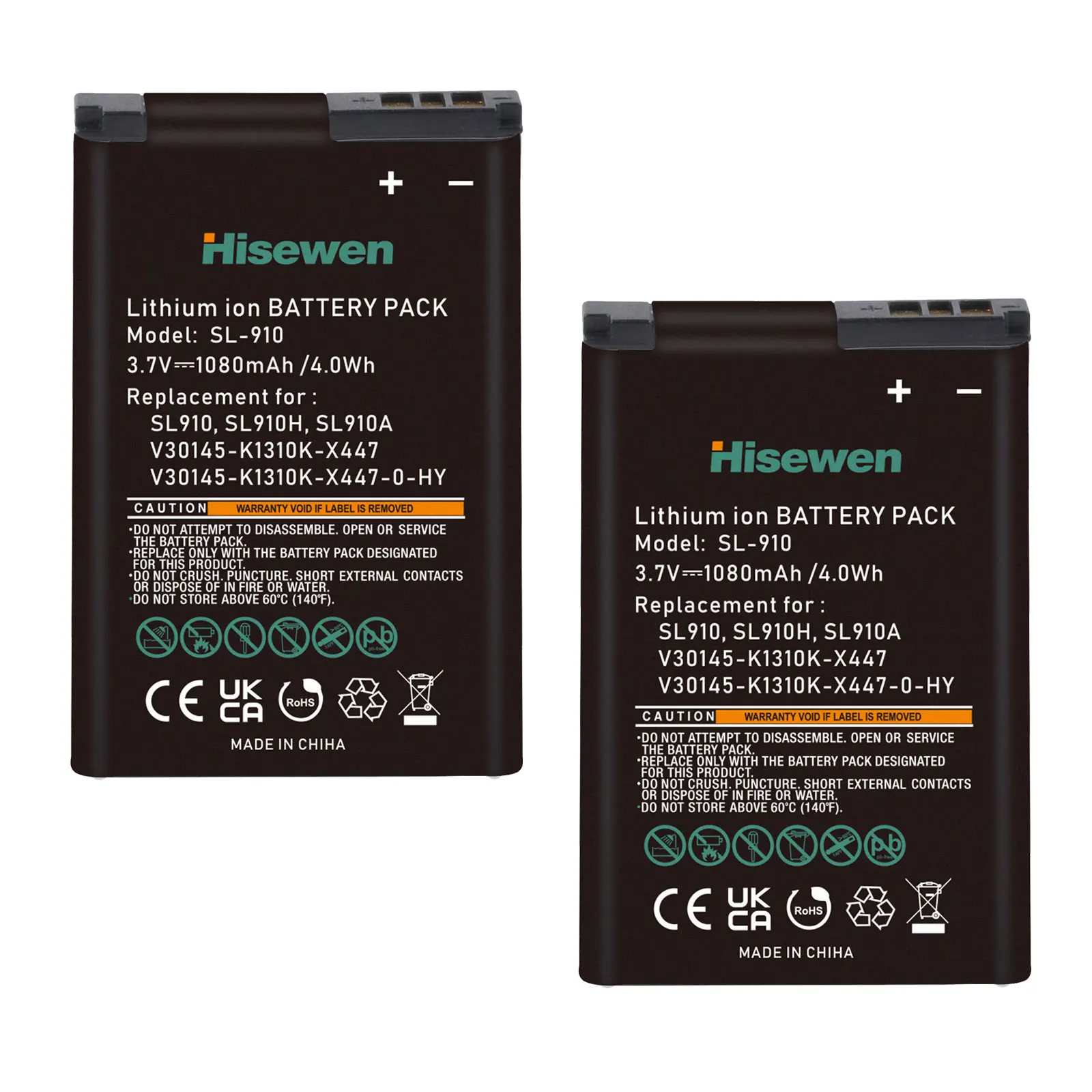 

Hisewen 1080mAh SL910 SL910A SL910H Cordless Phone Replacement Li-ion Battery for Gigaset V30145-K1310K-X447 -0-HY Batteries