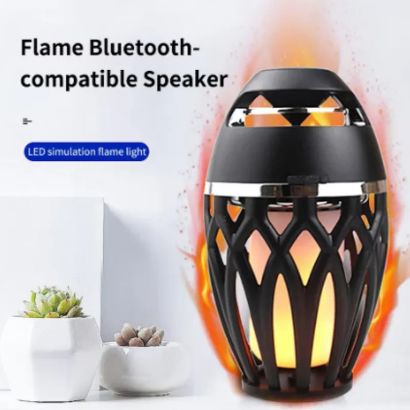 Bluetooth Speaker LED Flame Torch Lamp TWS Portable Music Player Outdoor Light Wirless Loudspeaker For Home Friend Sound Box