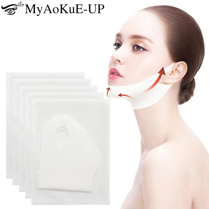 1pc V-vorm Gezicht Lifting Masker voor Dubbele Kin Remover Slim Lift Shaper Anti Rimpel Strap Tool Hang op het oor Vrouwen Gezichtsmasker