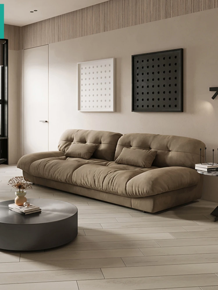 Italian Living Room about Modern Small Apartment Nordic Straight Row Faux Leather Disposable Fabric Sofa