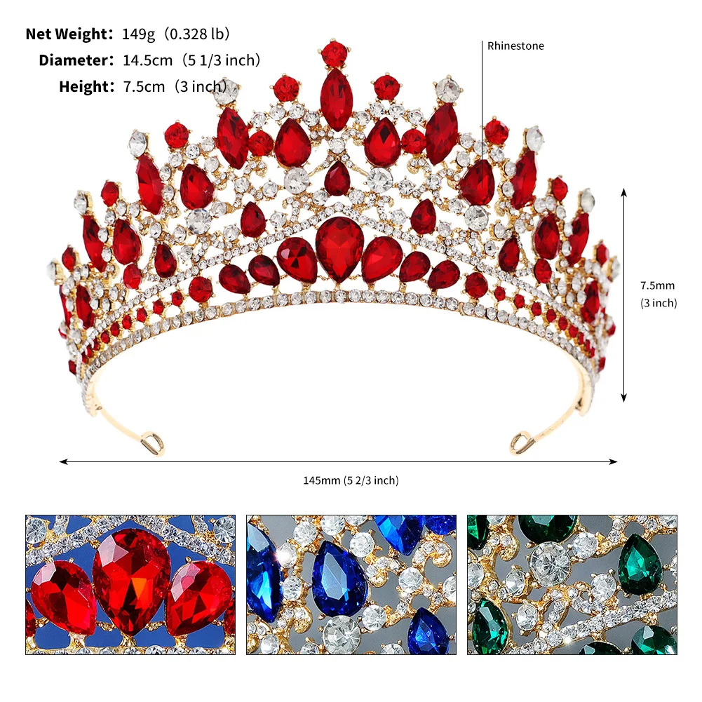 มงกุฎแต่งงานคริสตัล rhinestone tiaras และ crowns สำหรับผู้หญิงเครื่องประดับผมเจ้าสาวยางรัดผมน่ารักปาร์ตี้ headpiece ของขวัญ