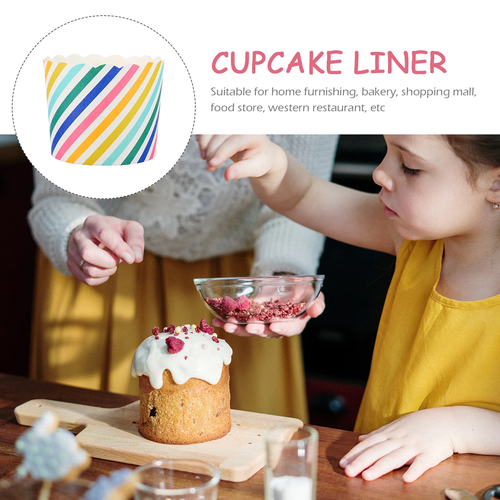 

48pcs Stripe Cupcake Liners Disposable Baking Cups Non Stick Paper Wrapper Muffin Cakes Bread Pastry Kitchen Gadgets Home