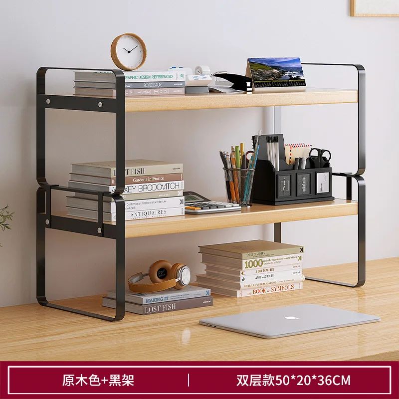 Amazon desktop bookshelf small simple bedroom living room wrought iron shelf office shelf table storage rack