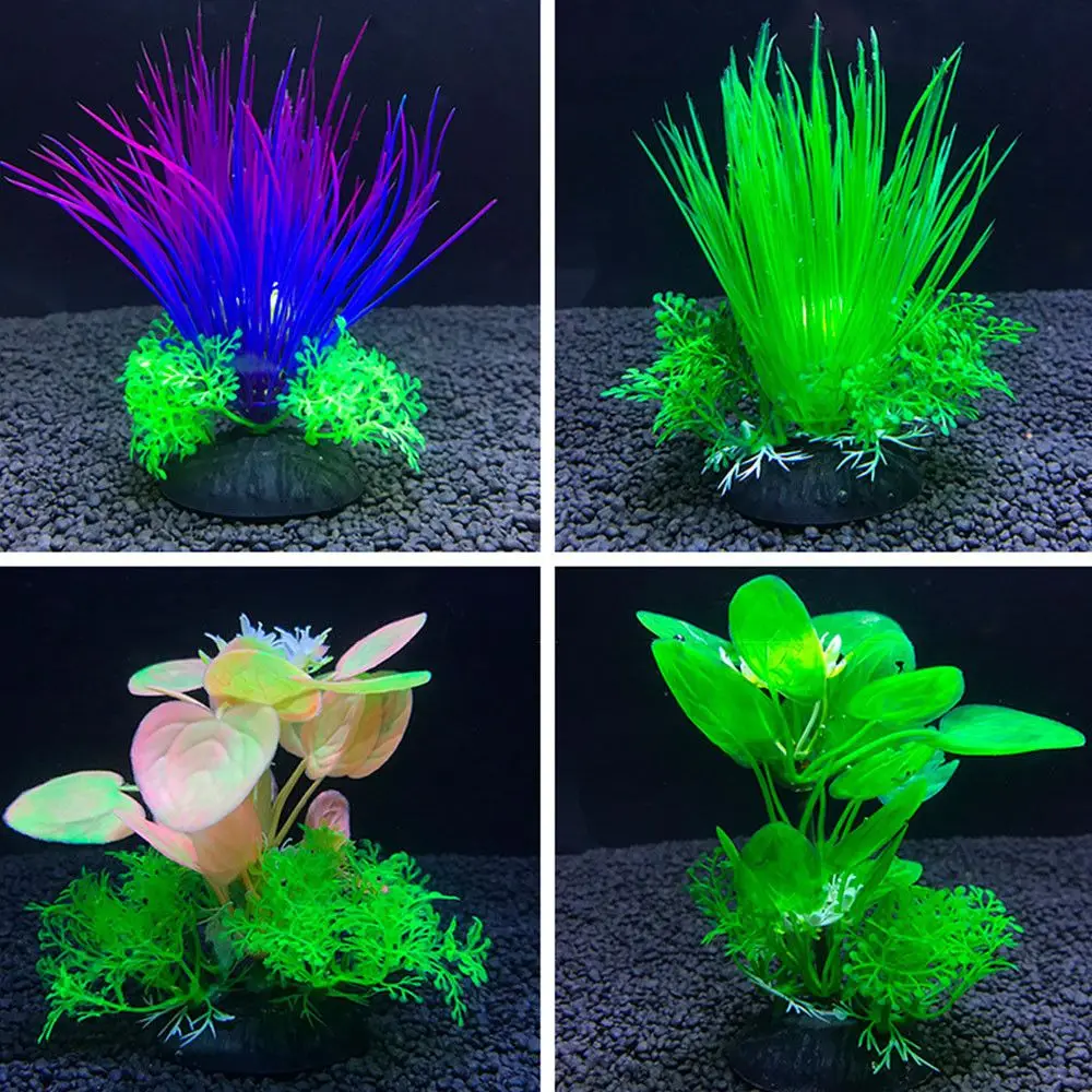 Artificial Aquarium Decor Plants Water Weeds Ornament Aquatic Plant Fish Tank Grass Decoration Accessories 12cm