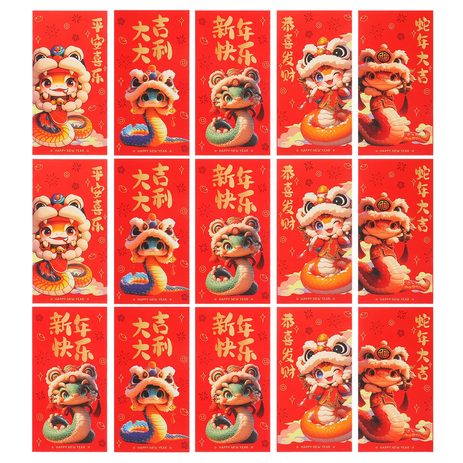 20Pcs Snake Chinese Hongbao 2025 Red Envelopes Lunar New Year Lucky Money Packets Lion Dance Symbolism Thick Paper Festive view 2