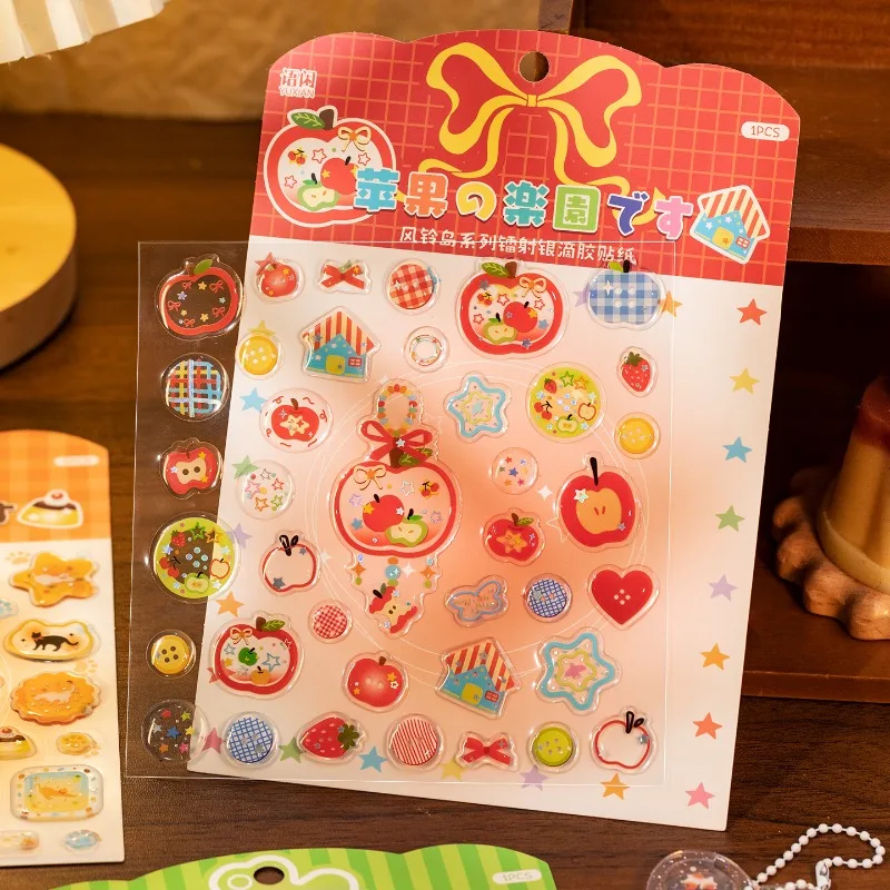 

Retro Kawaii Lucky Animal Sticker for DIY Pendant Scrapbook Sweet Retro Sparkling Laser Decals for Journal Decoration Sticker