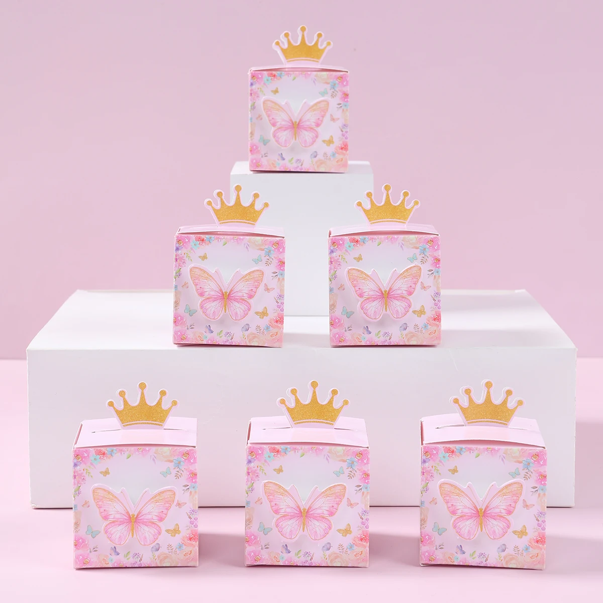 12/24szt Pudełko na cukierki Fioletowy różowy motyl Dekoracje urodzinowe Materiały ślubne Baby Shower Czekoladowe pudełko na ciasteczka Torba na prezent — zdjęcie 7