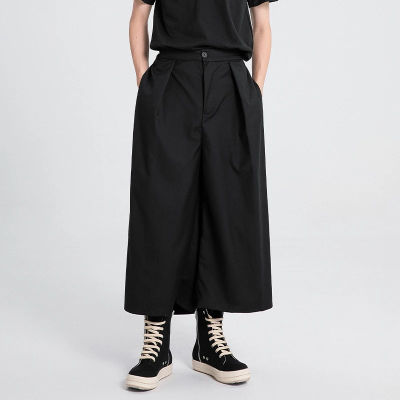 

Men'S Casual Pants With A Drapey Feel, Breathable Pants, Men'S Cropped Pants, Summer Men'S Pants, Loose Wide-Leg Pants