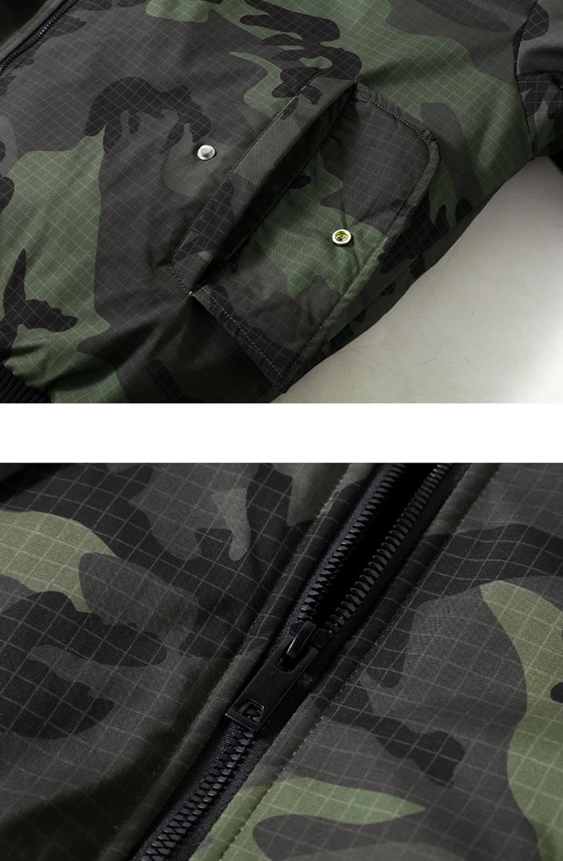 Autumn Winter Men's Retro False Two-Piece Camouflage Jacket - Plus Size Thickened Warm Casual Cotton Coat
