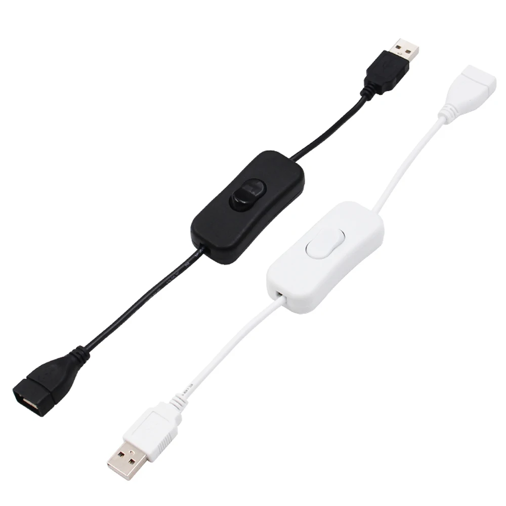 USB Cable Male to Female Switch ON OFF Cable Toggle LED Lamp Power 28cm Line Black Electronics Date Converting Adapter