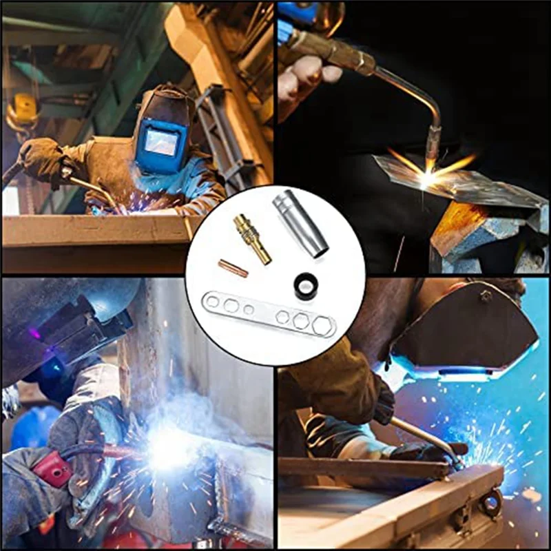 

A45Z-25Pcs Welding Gunaccessory, Nozzle Contact Nozzle Tips Holder Kit, Welding Torch Accessory For MB15 15AK Welding Torch