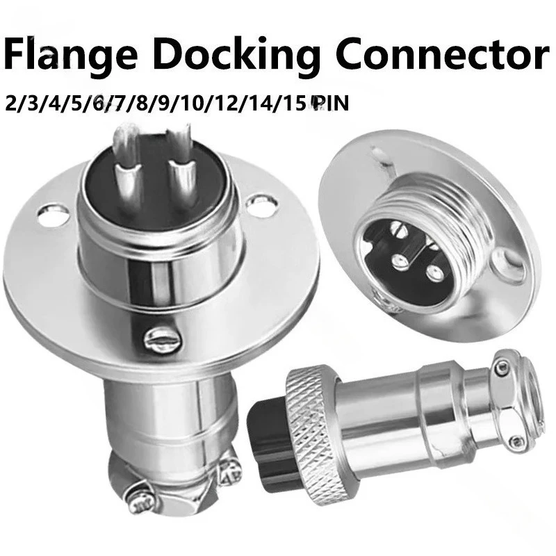 GX12/16/20 2/3/4/5/6/7/8/9/10/12/14Core15 Pin Flange Type Male&Female Connectors Copper  Aviation Plug &Socket