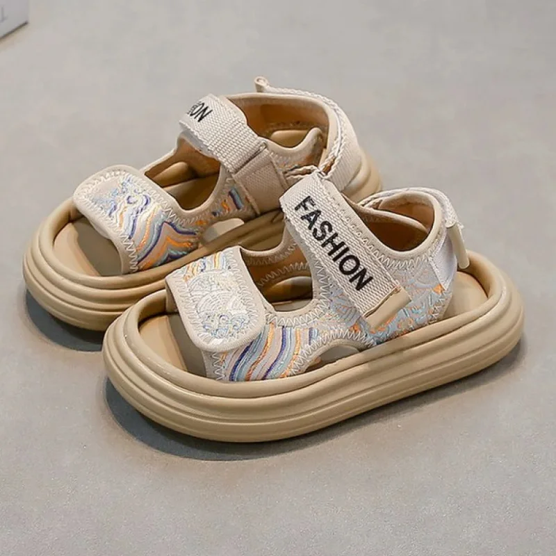 

Trend Fashion Teenager Kid's Summer Sandals PU Leather Printed Boy's Girl's Beach Shoes Anti-slippery Waterproof Children Shoes