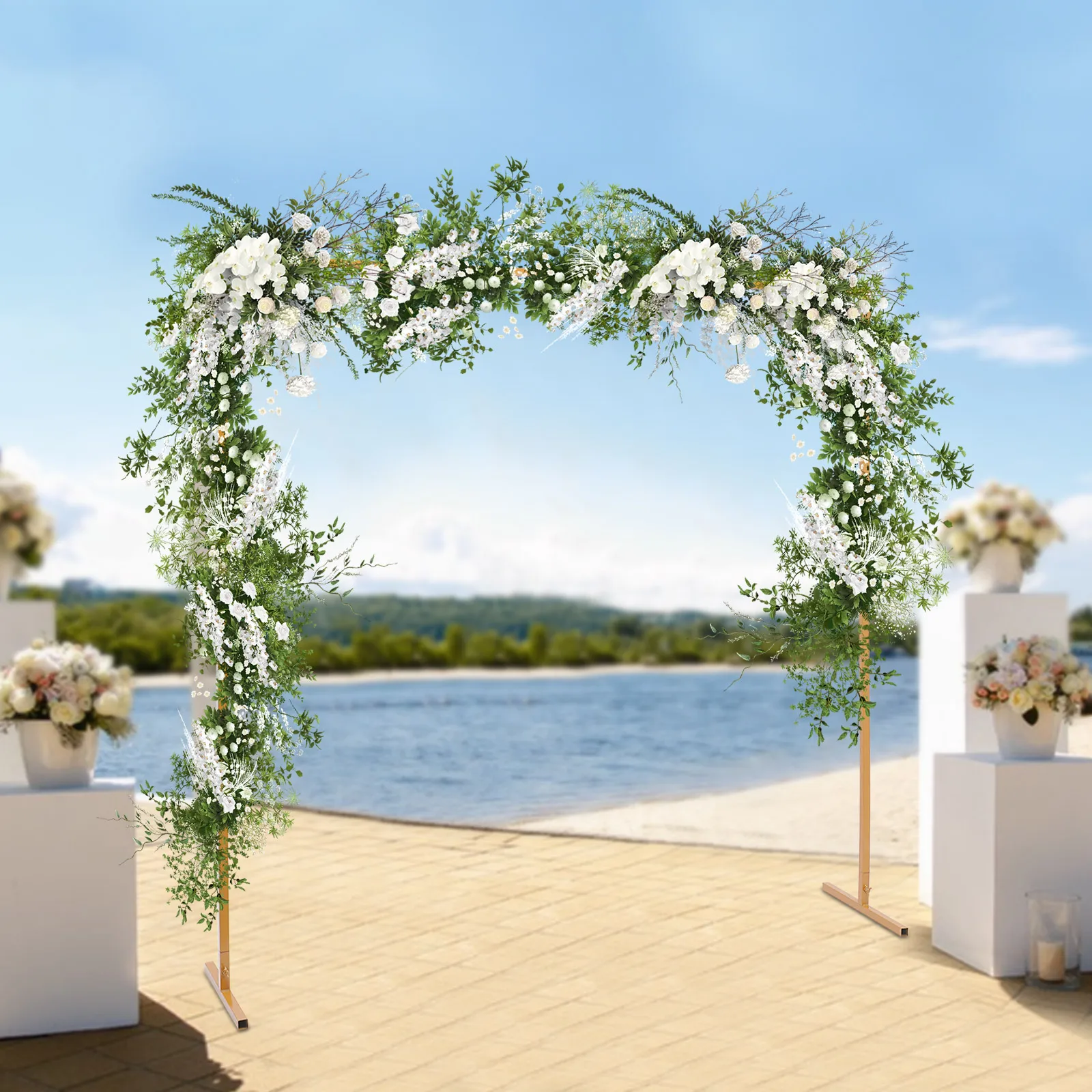 6.6 Ft Square Metal Wedding Arch, Garden Arbor, Indoor and Outdoor, Party Decoration, Easy Assembly