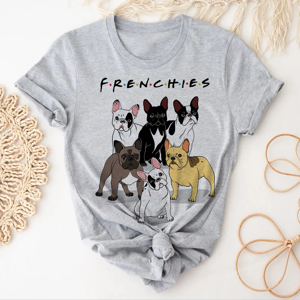 

French Bulldog tshirt women manga graphic Tee girl comic designer Japanese clothing