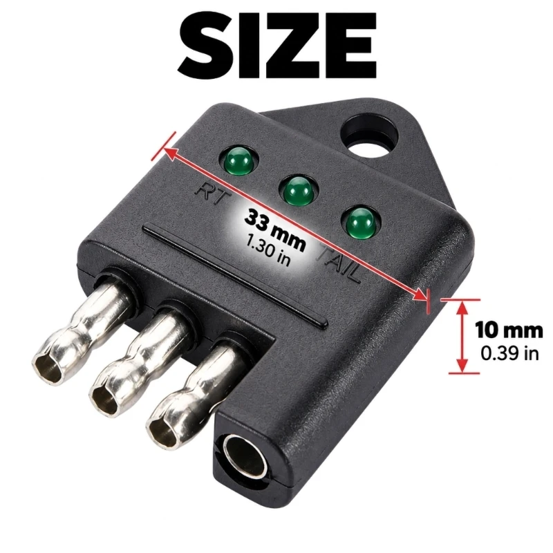 Trailer Lamp Circuit Tester Connector with US-Style 4-Way Flat