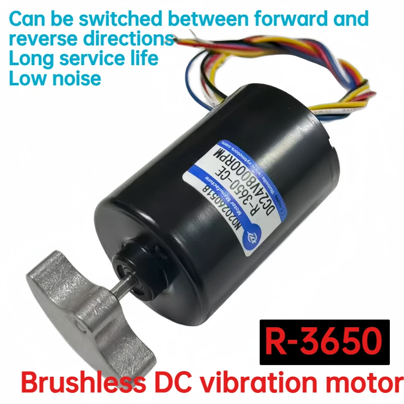 R-3650 brushless DC vibration motor with adjustable speed, planetary gear, large torque, 12V/24V, small motor