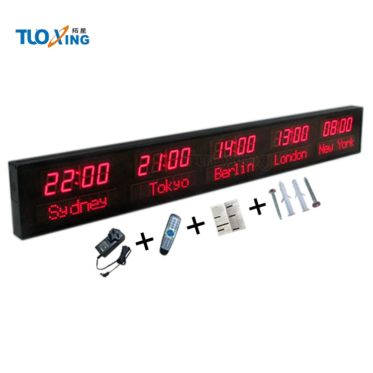Preset Controies Led Time Zone Clock Digital Led Digital World Clock City Name Settable