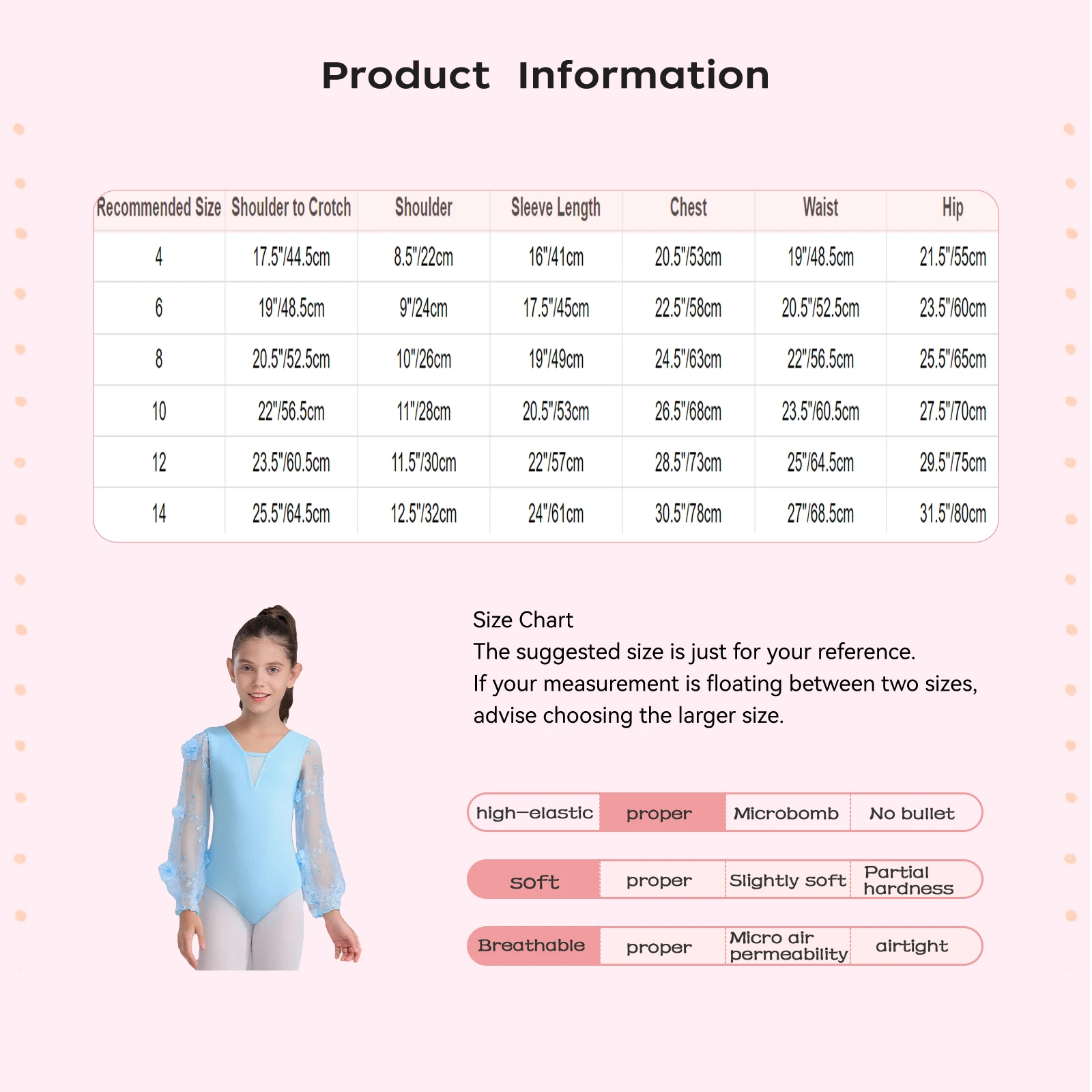 Crianças meninas ballet dança collant com decote em v flores bordado pura malha mangas compridas puff dança collant profissional ballet traje