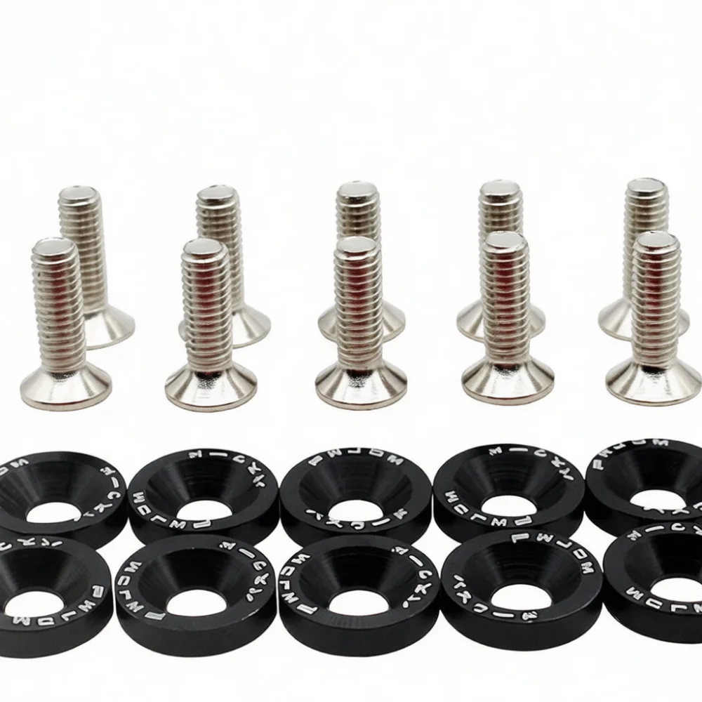 Aluminum M6 Fender Washer Bumper Bolt Kit Car Refit Fastener Engine Bay Decoration License Plate Frame Racing Styling Parts