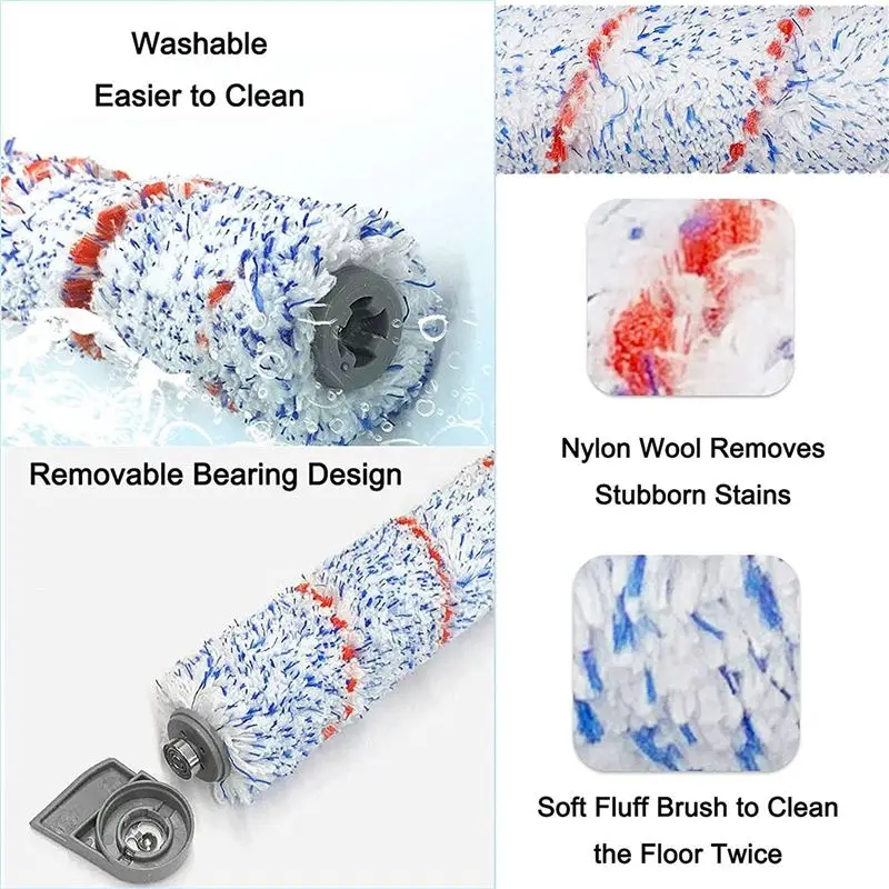 Lot de 4 rouleaux de brosse de remplacement A84G + 4 mousses de préfiltre pour accessoires d'aspirateur sans fil Tineco IFloor,