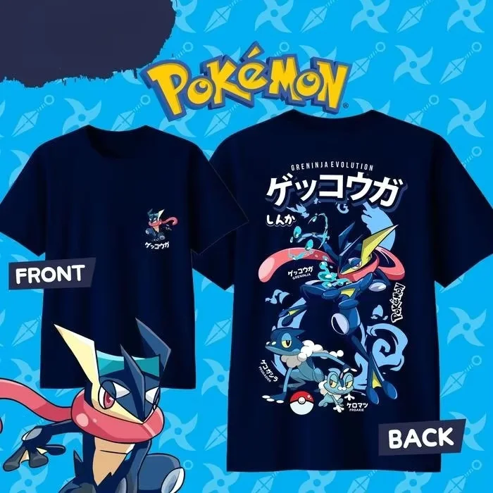 2026 Sommer Pokémon Anime GRENINJA Reine Baumwolle Bedrucktes T-Shirt Herren Y2K Harajuku Locker Lässig Vielseitiges Kurzarm-Oberteil