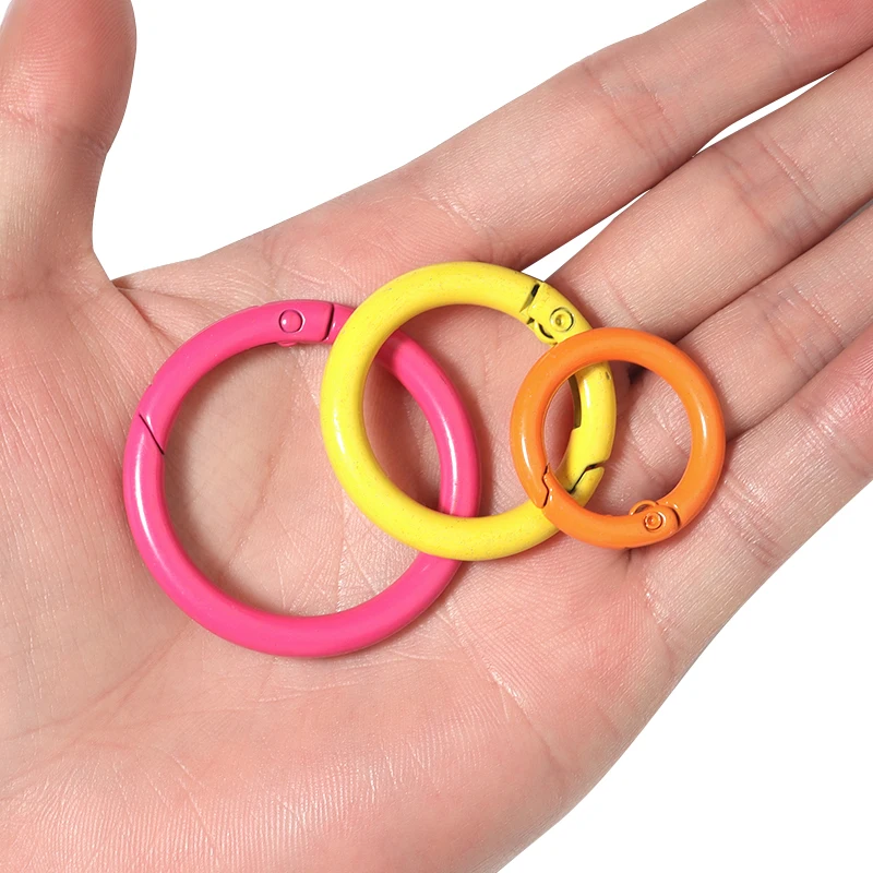 5/10Pcs/Lot 14 Colors Metal O Ring Spring Clasp Openable Round Carabiner Keychain Clips Hook Dog Chain Buckle DIY Connector