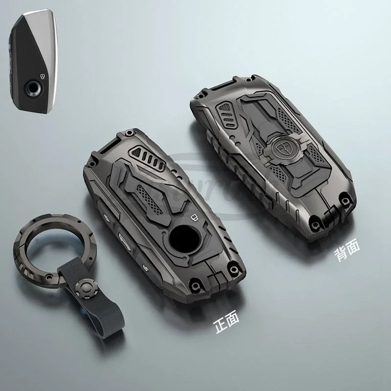 Car Zinc Alloy Silicone Key Case For BMW i7 X7 G07 LCI iX I20 X1 U11 7 Series G70 G09 XM U06 G81 M3 2023 Key Holder Cover Chain