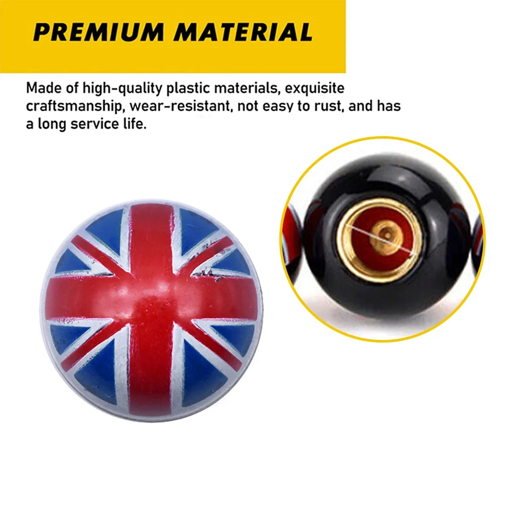 4Pcs/Set UK Flag Bike Moto Car Tires Wheel Valve Cap Cover For Mini Cooper Countryman Clubman R55 R56 R60 F55 F60 Car Styling 