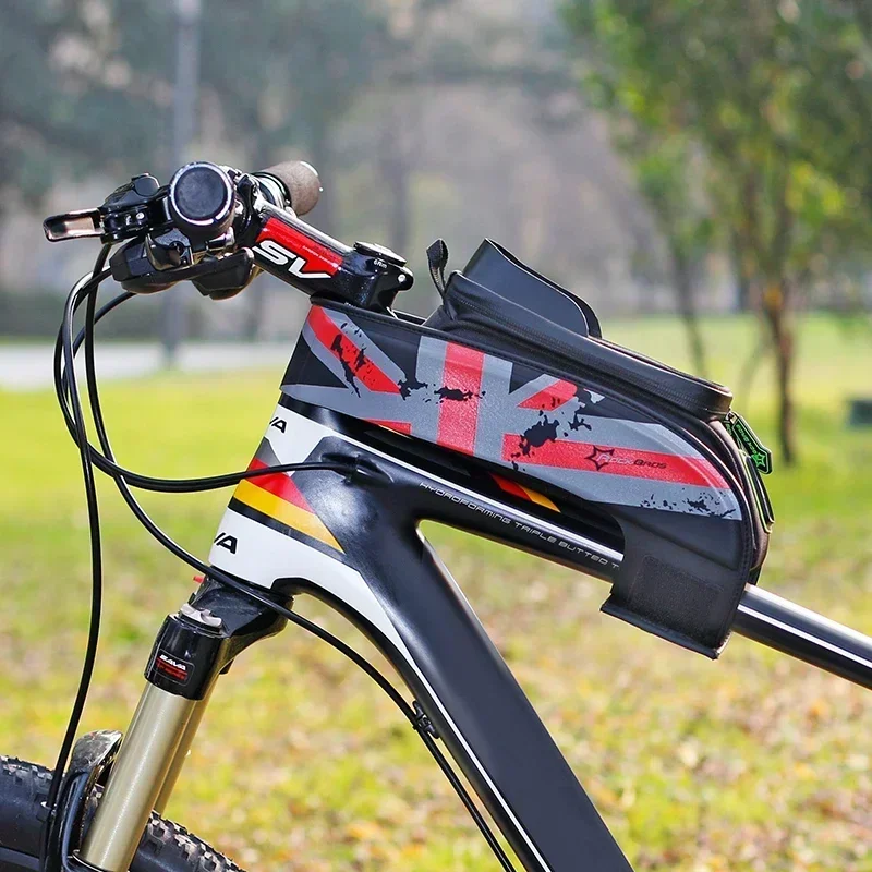 ROCKBROS Bicycle Bag MTB Road Bike Bag 5.8/6.0 Phone Case Bike Accessories Rainproof Touch Screen Cycling Front Tube Frame Bag