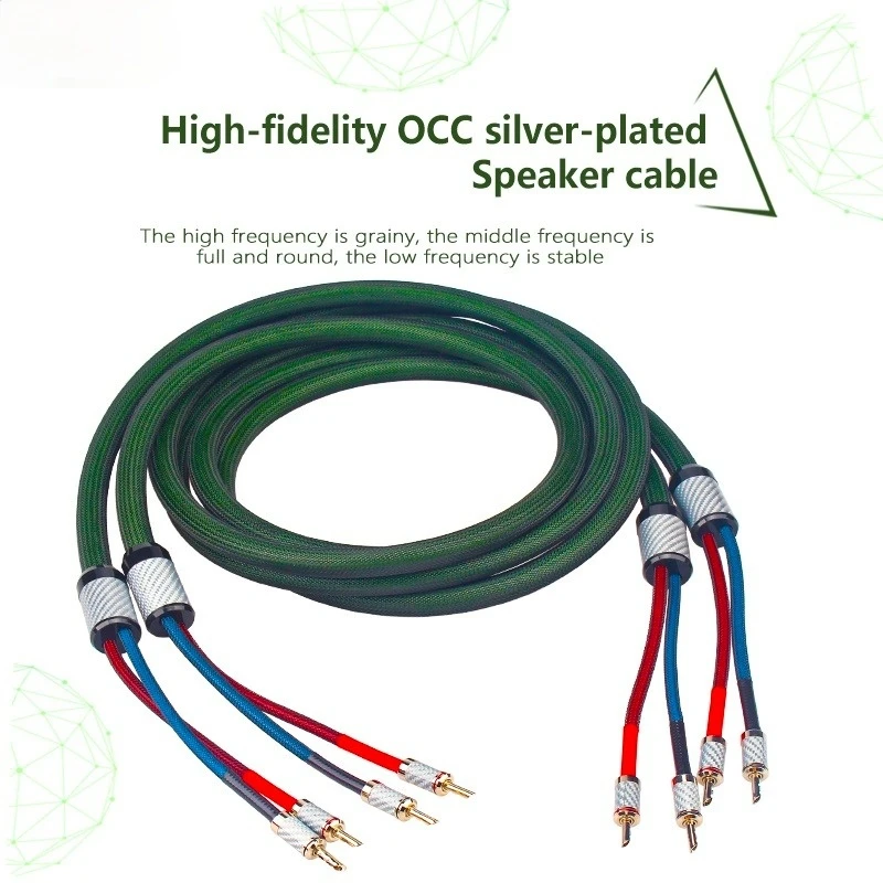 

HIFI 7N OCC Silver Plated HiFi Audio Speaker with Carbon Fiber Pure Copper Banana Plug Cable