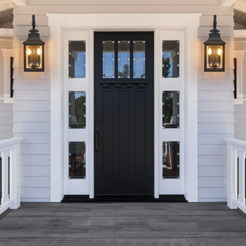 Lanterne murale d'extérieur Vintage en métal noir, 1 paquet, avec verre à graines transparent, pour porche, Patio et jardin