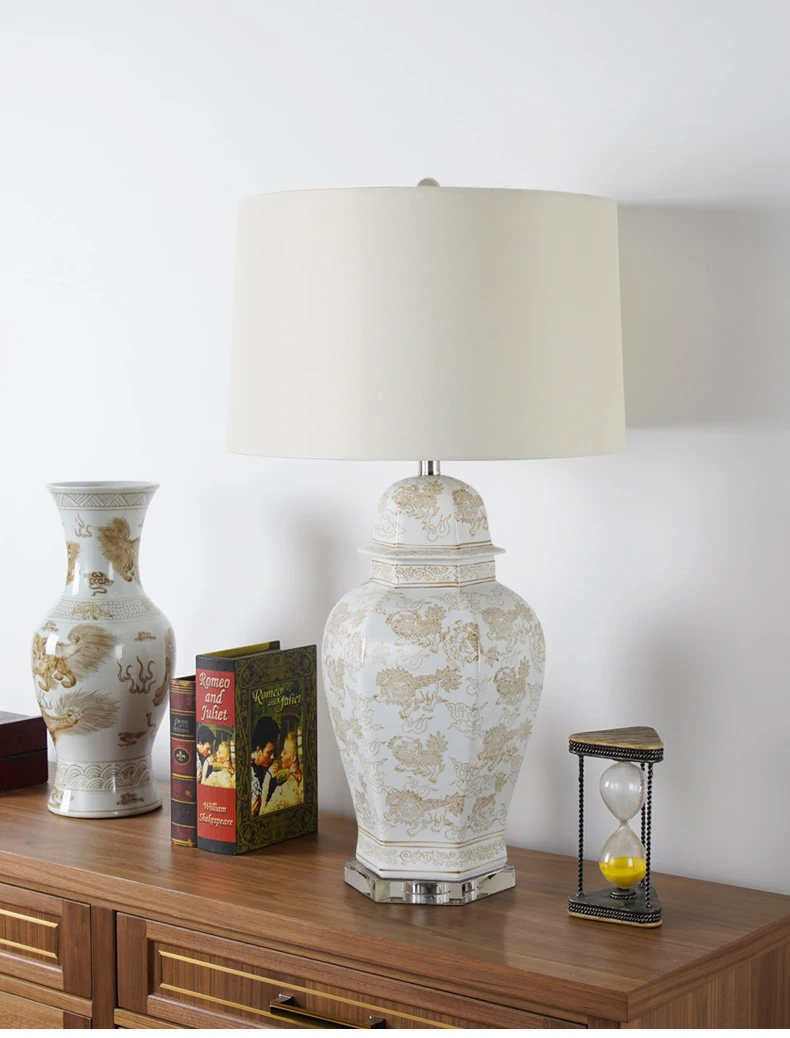 white porcelain table lamp bedside lamp Hotel Villa model room living room tea table decorative lamp