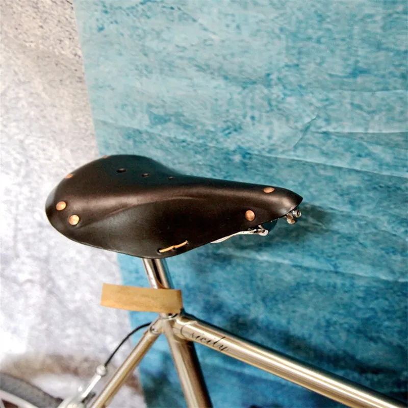 Siodełko rowerowe ze skóry bydlęcej w stylu retro z regulacją twardości do skórzanej części brompton o stałym przełożeniu — zdjęcie 3