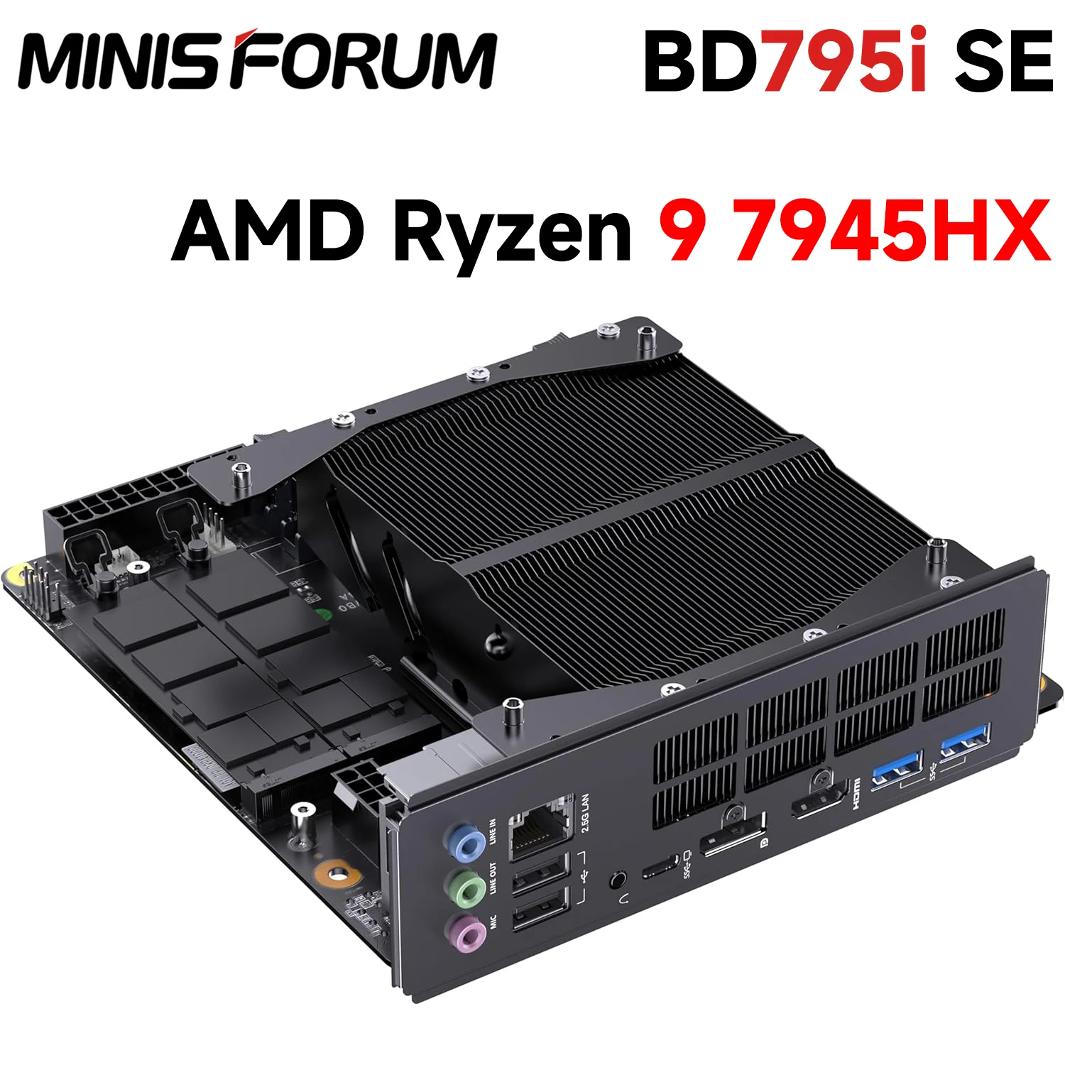 Материнская плата MINISFORUM BD795i SE AMD Ryzen 9 7945HX (16C/32T) DDR5 5200 MT/s 2 * PCIe4.0 PCIe5.0 x16 2,5G LAN Gaming Mini PC