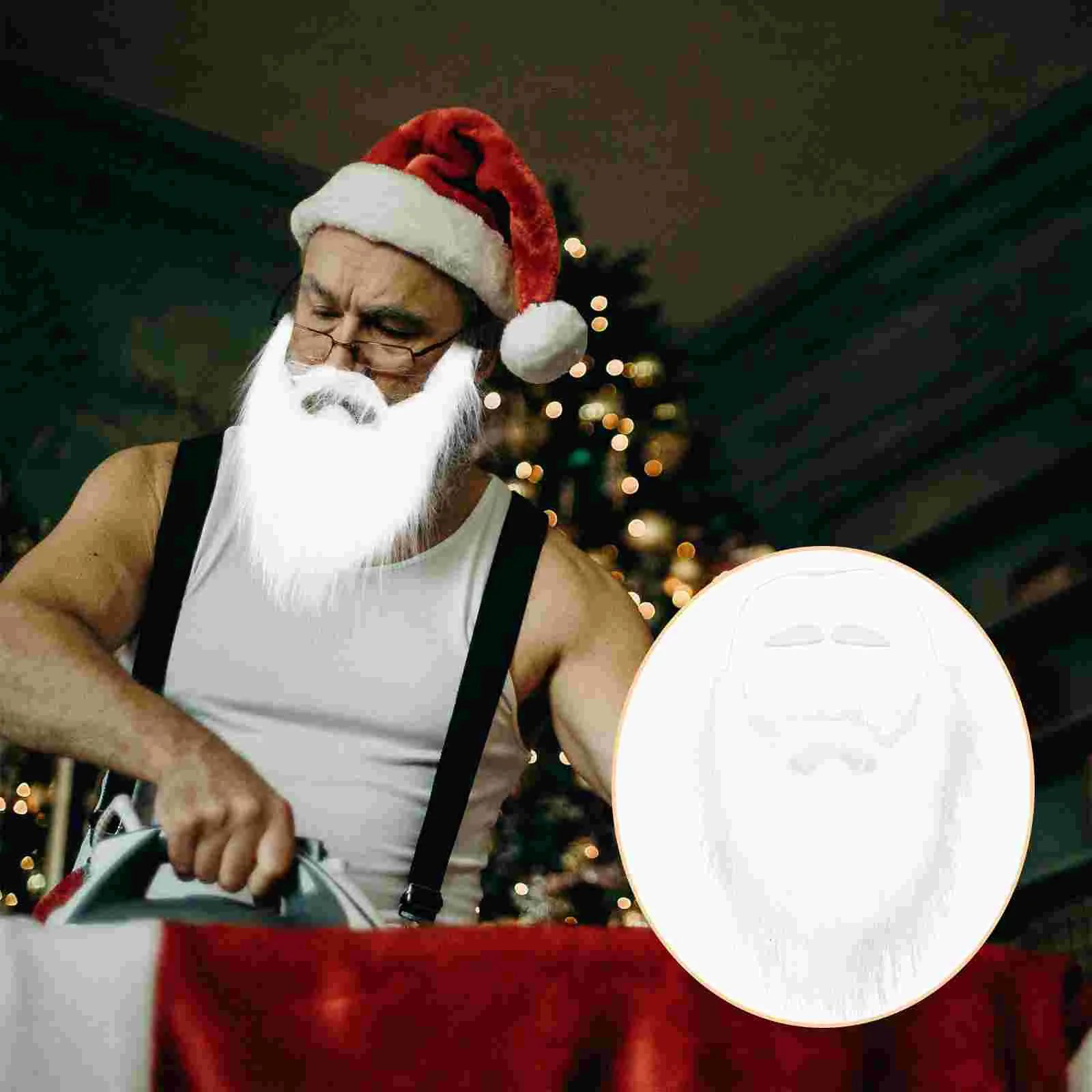 Sobrancelhas De Barba De Natal Para Homens, Suporte De Bigode Falso, Chapéu Falso, Decorações De Banheiro, Bonnet Do Pai De Pelúcia, Adulto Decore