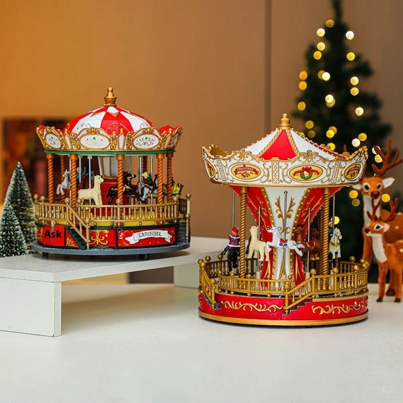 Carousel Music Box Christmas Gift Creative Resin Crafts Ornaments Hundred tone box