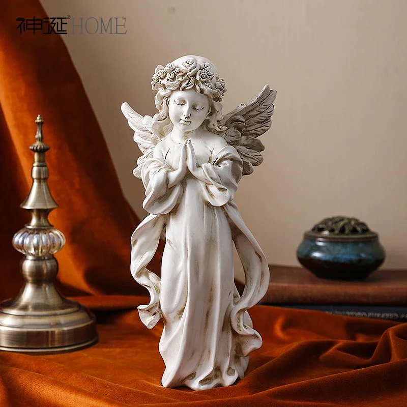 Table Top Accessories Resin Figurine Furniture for Display Angel Girl Retro Girl European Art Decoration Fairy Garden