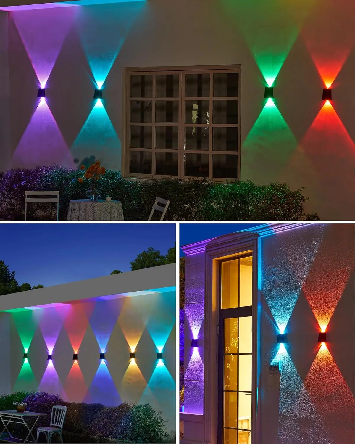 Imagem -06 - Parede Solar ao ar Livre Light up Down Lâmpada ao ar Livre Impermeável Sconces Lights para Garage Garden Yard Multicolor Pacote 4