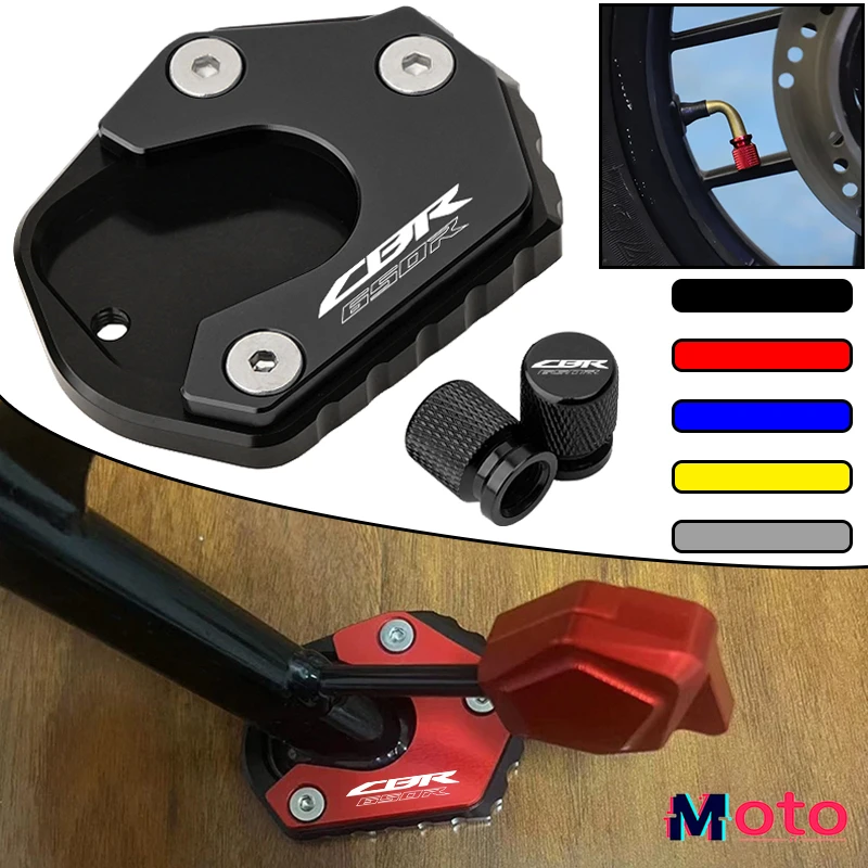 

Fit For HONDA CBR650R 2019 2020 2021 CBR 650R Motorcycle Accessories Kickstand Side Stand Foot Extension Pad & Tire Valve Cap