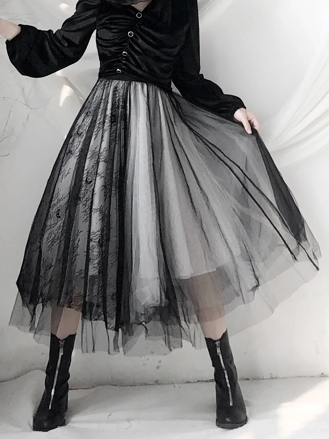 Dark Gothic Style Niche Tulle Skirt Skirt for Women