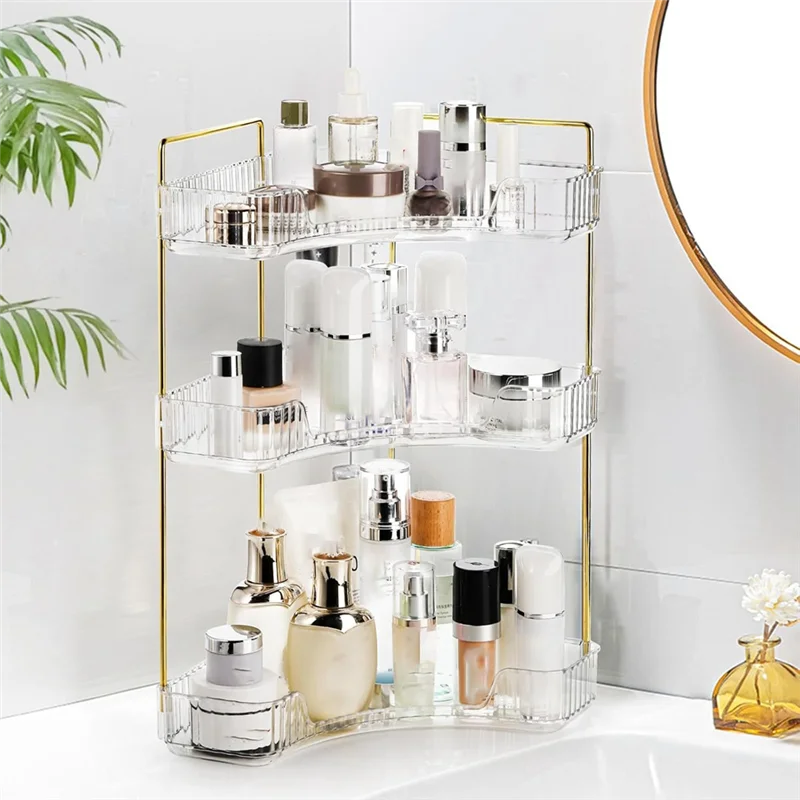 

AB39-Corner Bathroom Counter Storage Rack Bathroom Countertop Rack Cosmetic Storage Rack Dressing Table Tray