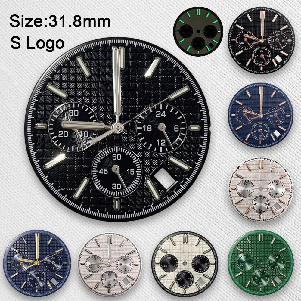 New High-Quality 31.8mm S Logo Oak Dial Fit VK63 Quartz Movement Green Luminous Watch Modification Accessories
