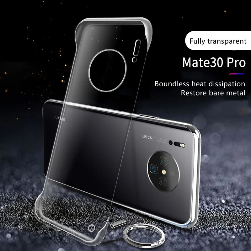 Totalmente transparente ultra fino borderless transparente caso protetor para huawei companheiro 20 30 40 pro telefone anti queda lnvisible capa