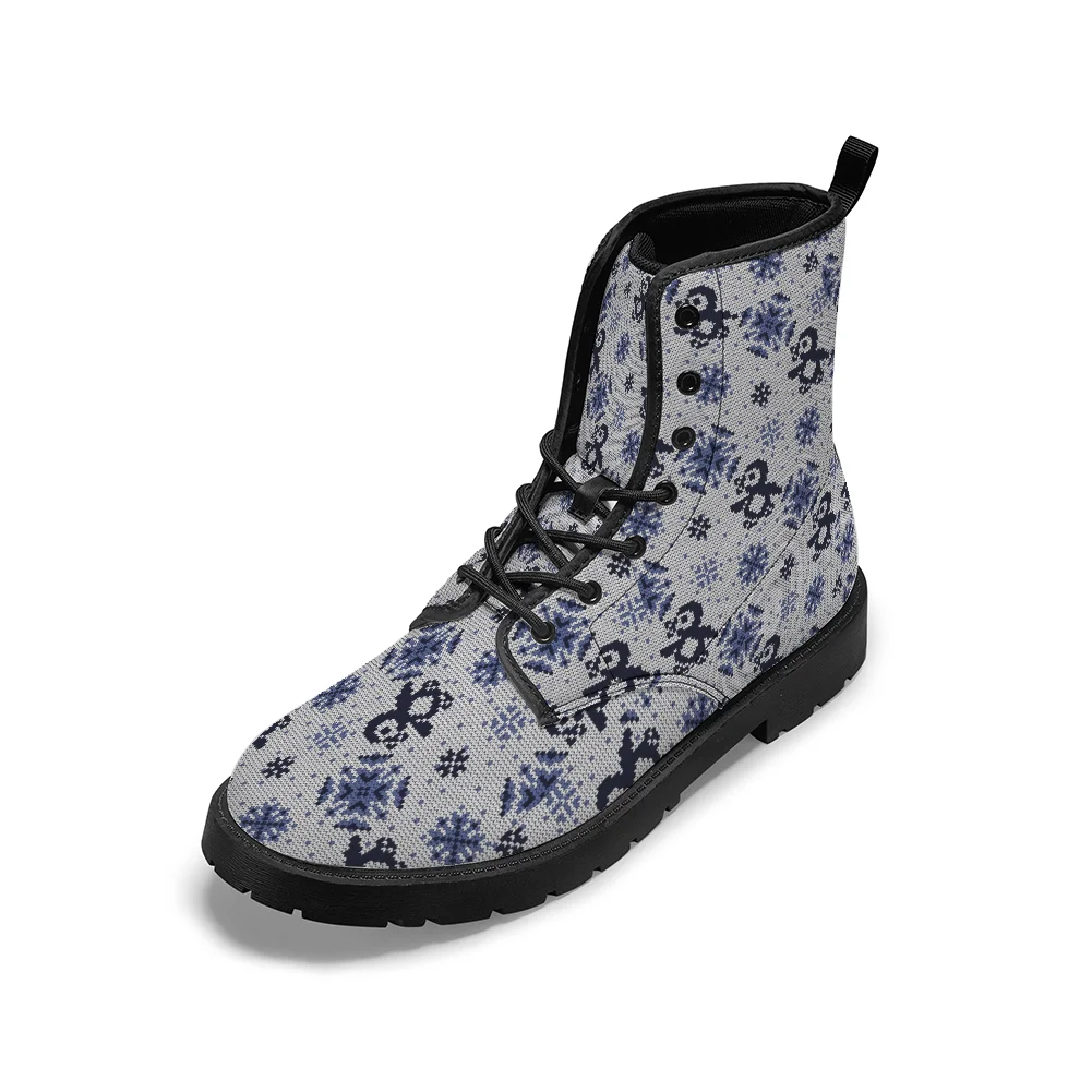 

Mosaic Penguin print mid-calf boots for men and women, perfect for autumn and winter