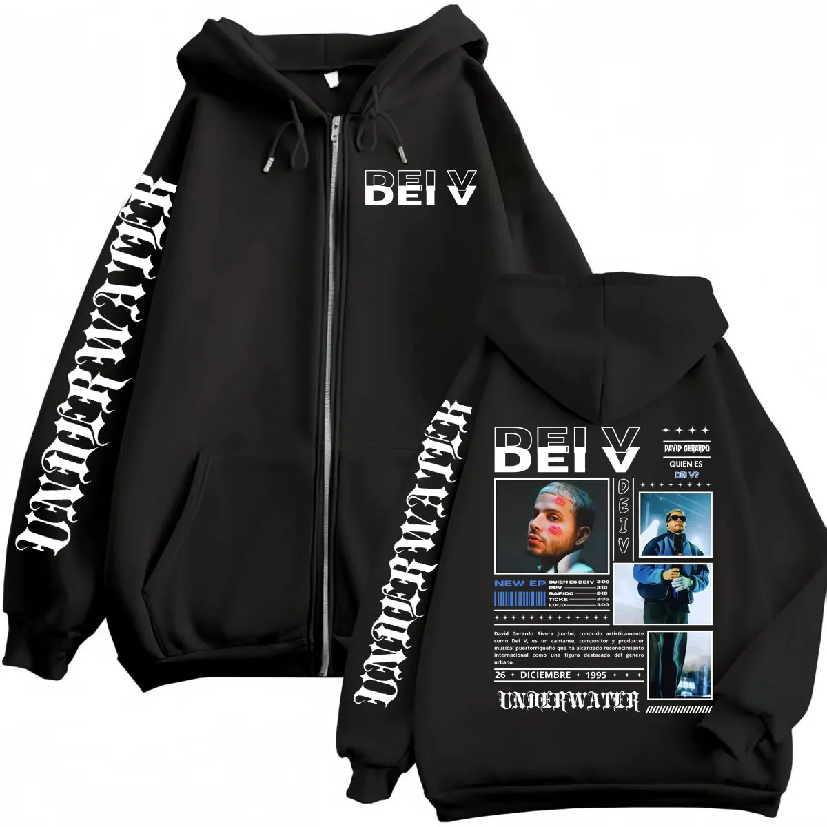 Sudadera con capucha de rapero Dei V para hombre y mujer, ropa de moda, jerséis con cremallera de Hip Hop, sudaderas de lana de gran tamaño de alta calidad