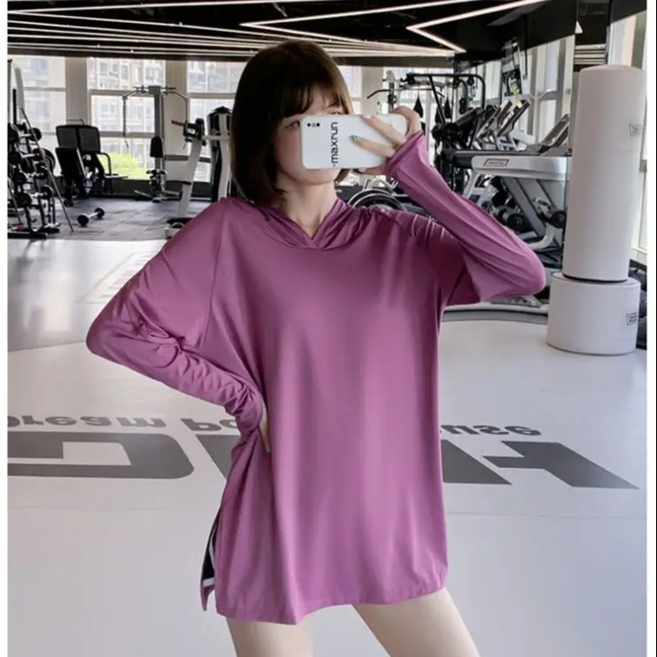 AllSeason Sport Women Solid Casual Sun Protection Shirt Pullover Hoodie Long Sleeve Slim Tees Top Gentle Sexy Blouse Soft Gym