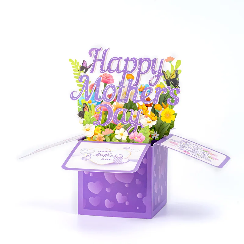 1pc 3D Lily & Butterfly Pop‑Up Mother’s Day Card, Vibrant Spring Floral Design Greeting Card