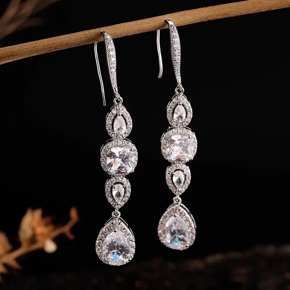 ZAKOL Wassertropfen Micro Intarsien Zirkon Elegante Exquisite Baumeln Ohrringe Für Frauen Klassische Mode Charme Schmuck Zubehör – Detail 4